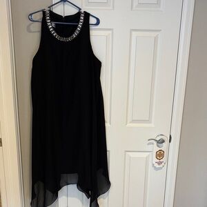 JJs House Elegant Black Asymmetrical Dress with Silver Accents